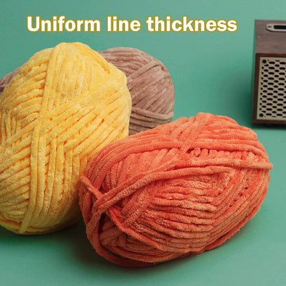 Baby Blanket Yarn for Crocheting Soft - 3 Pack of 100g/3.5oz Chunky Chenille Yarn for Knitting Blankets Amigurumi - #6 Super Bulky - 261 Yards Thick Plush Yarns (3, Yellow)