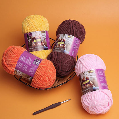 Baby Blanket Yarn for Crocheting Soft - 3 Pack of 100g/3.5oz Chunky Chenille Yarn for Knitting Blankets Amigurumi - #6 Super Bulky - 261 Yards Thick Plush Yarns (3, Yellow)