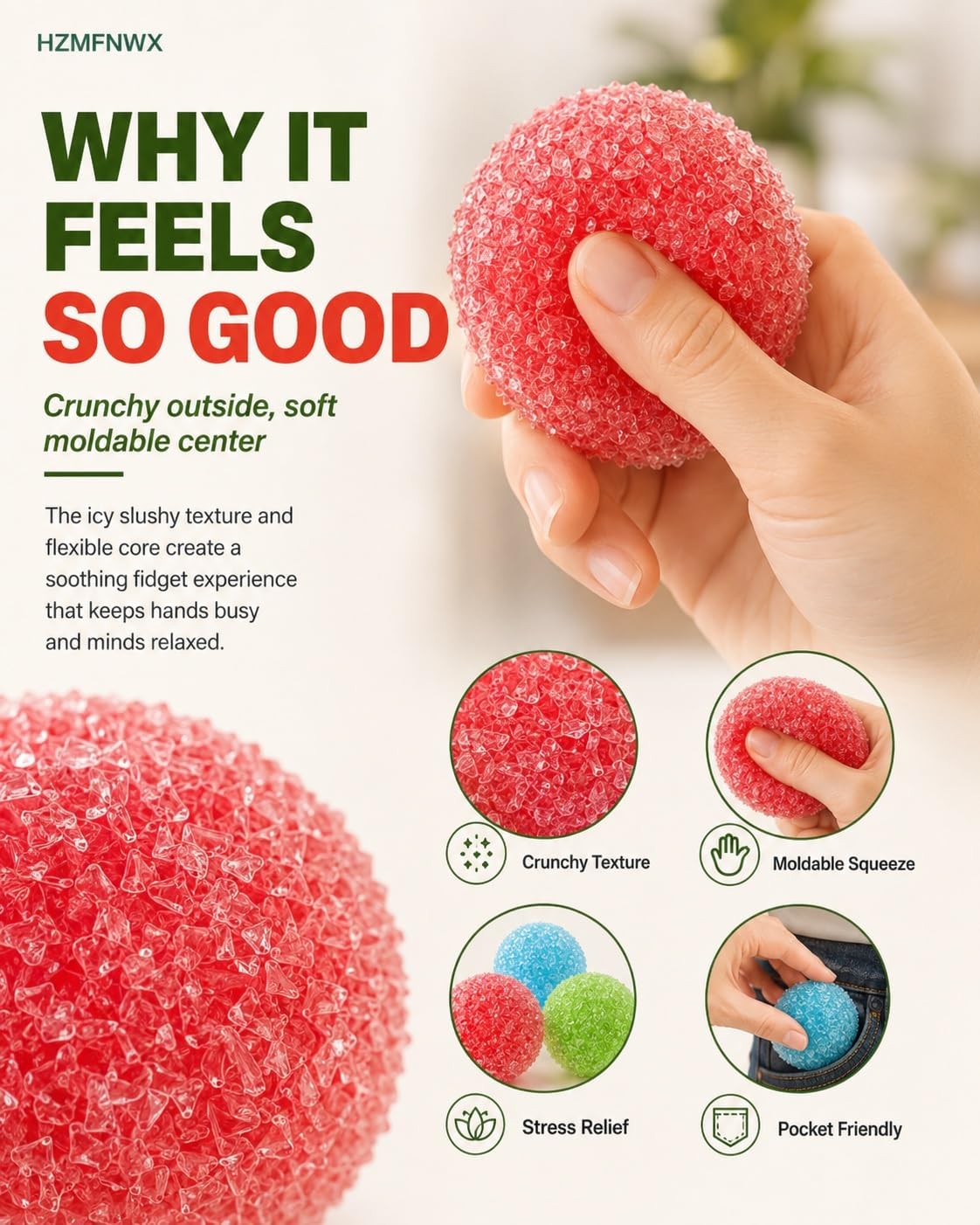 Crunchy Bread Squishy Stress Ball, 2026 New Ice Skin Fidget Sensory Toy, Waxberry Moldable Crunchy Stress Balls, Slushy Squeeze Ball for Stress Relief(Yellow)