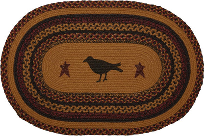 Heritage Farms Primitive Crow Jute Yellow Accent Rug Oval w/Floor Pad 20"x30"
