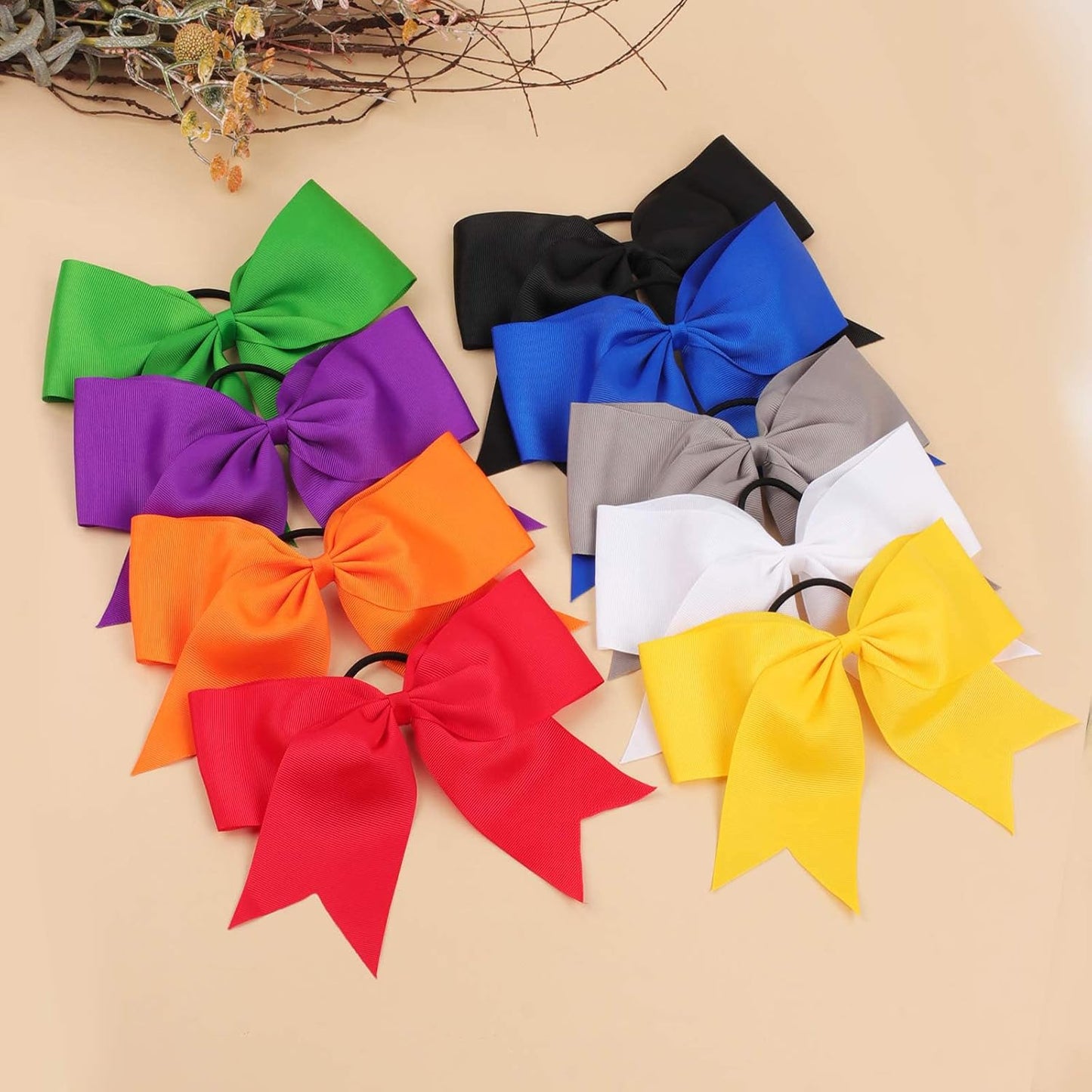 8" Jumbo Large Cheer Bows Ponytail Holder Elastic Band Handmade Boutique Hair Accessories for Cheerleading Teen Girls College Women Sports (1PCS, Yellow)