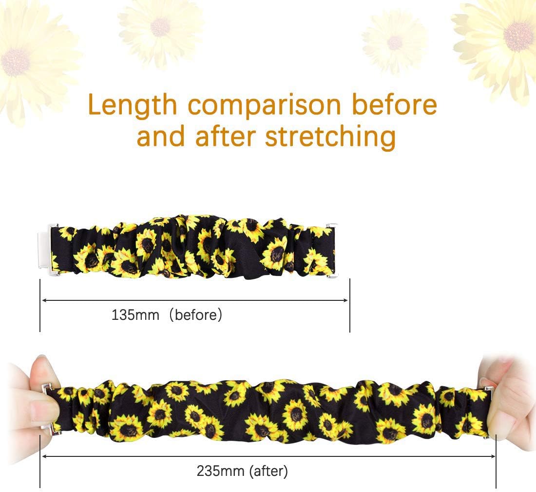 200Pcs Compatible for 3Plus Callie Band, Fabric Elastic Scrunchie Elastic Watch Band Women Cute Replacement Straps for 3Plus Callie Hybrid SmartWatch (Sunflower Yellow)