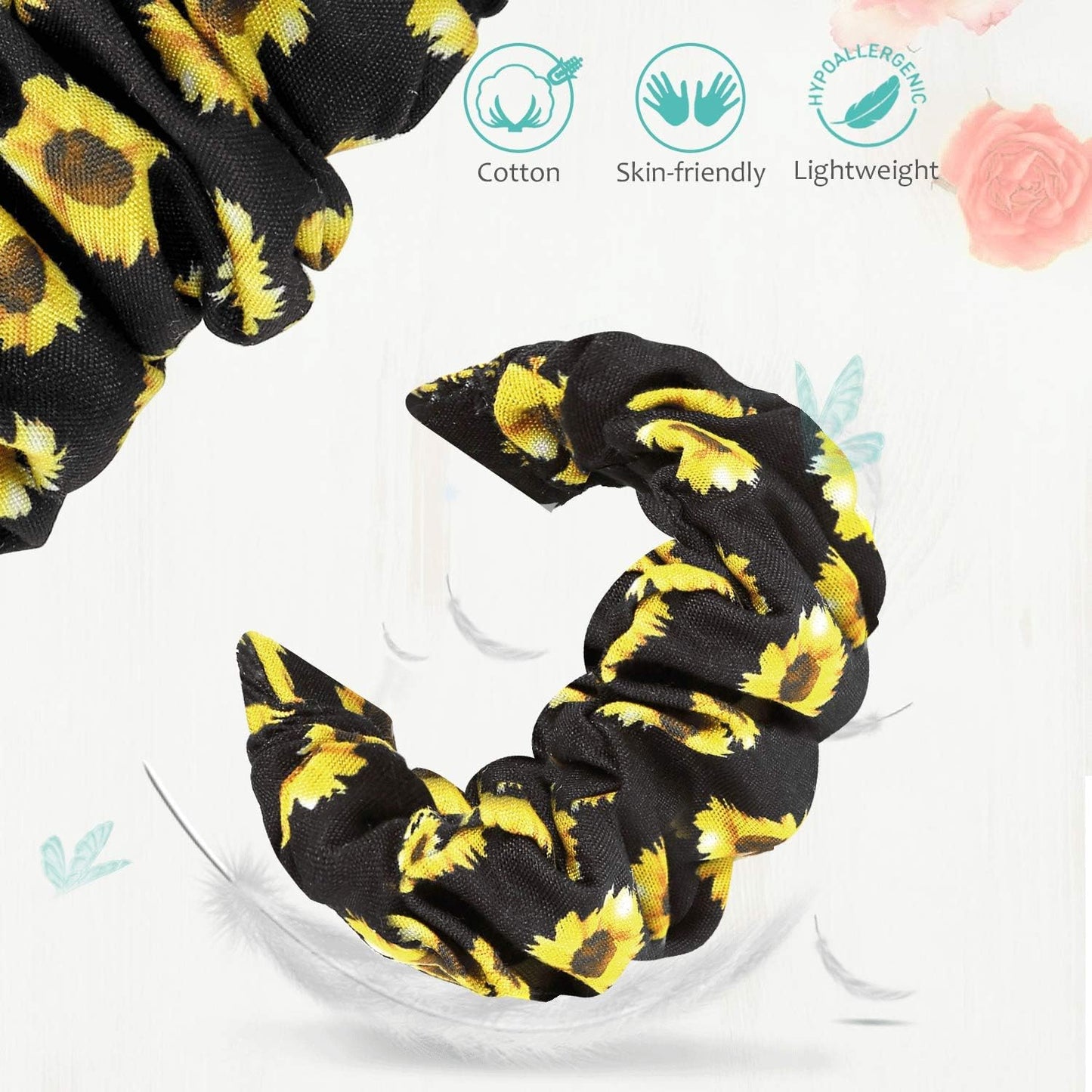 200Pcs Compatible for 3Plus Callie Band, Fabric Elastic Scrunchie Elastic Watch Band Women Cute Replacement Straps for 3Plus Callie Hybrid SmartWatch (Sunflower Yellow)