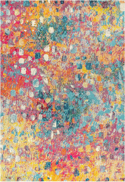 Abstract Area Rug 8 X 10 Multi/Yellow, Contemporary Indoor Rug | Ships Rolled, Lays Flat, Premium Construction, Easy-Cleaning for Living Room, Bedroom, Kitchen, Pet Friendly, Non-Shedding