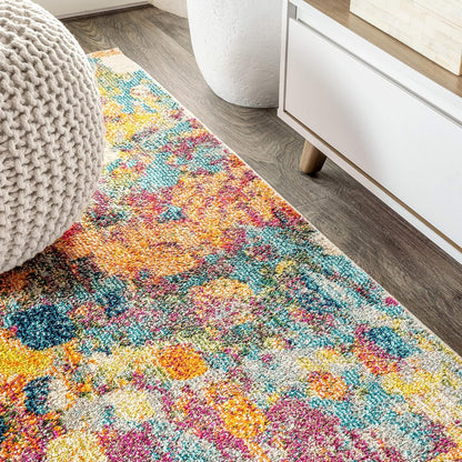 Abstract Area Rug 8 X 10 Multi/Yellow, Contemporary Indoor Rug | Ships Rolled, Lays Flat, Premium Construction, Easy-Cleaning for Living Room, Bedroom, Kitchen, Pet Friendly, Non-Shedding