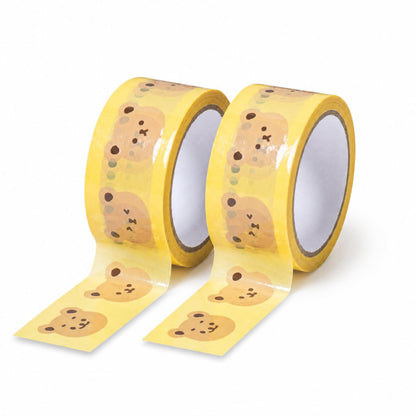 Cute Bear Packing Tape (Pack of 2) 1.9 in x 44 yd (48mm x 40m) | Cute Bear Pattern Tape, Yellow Decorative Packing Tape