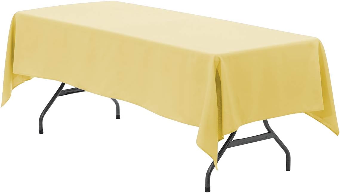 60" W x 102" L Rectangular Premium Seamless Polyester Tablecloth. Table Cloth for Wedding, Home, Party, Restaurant, Hotel for Standard 6 FT Tables - Pastel Yellow