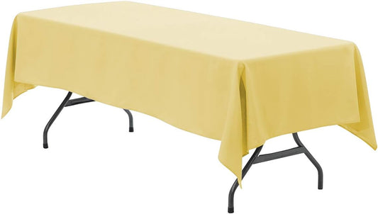 60" W x 102" L Rectangular Premium Seamless Polyester Tablecloth. Table Cloth for Wedding, Home, Party, Restaurant, Hotel for Standard 6 FT Tables - Pastel Yellow