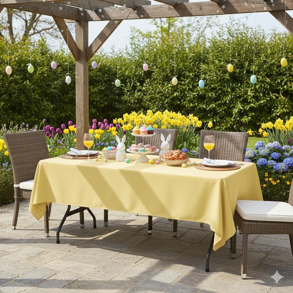 60" W x 102" L Rectangular Premium Seamless Polyester Tablecloth. Table Cloth for Wedding, Home, Party, Restaurant, Hotel for Standard 6 FT Tables - Pastel Yellow