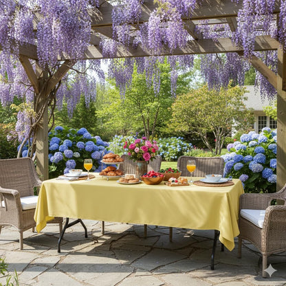 60" W x 102" L Rectangular Premium Seamless Polyester Tablecloth. Table Cloth for Wedding, Home, Party, Restaurant, Hotel for Standard 6 FT Tables - Pastel Yellow