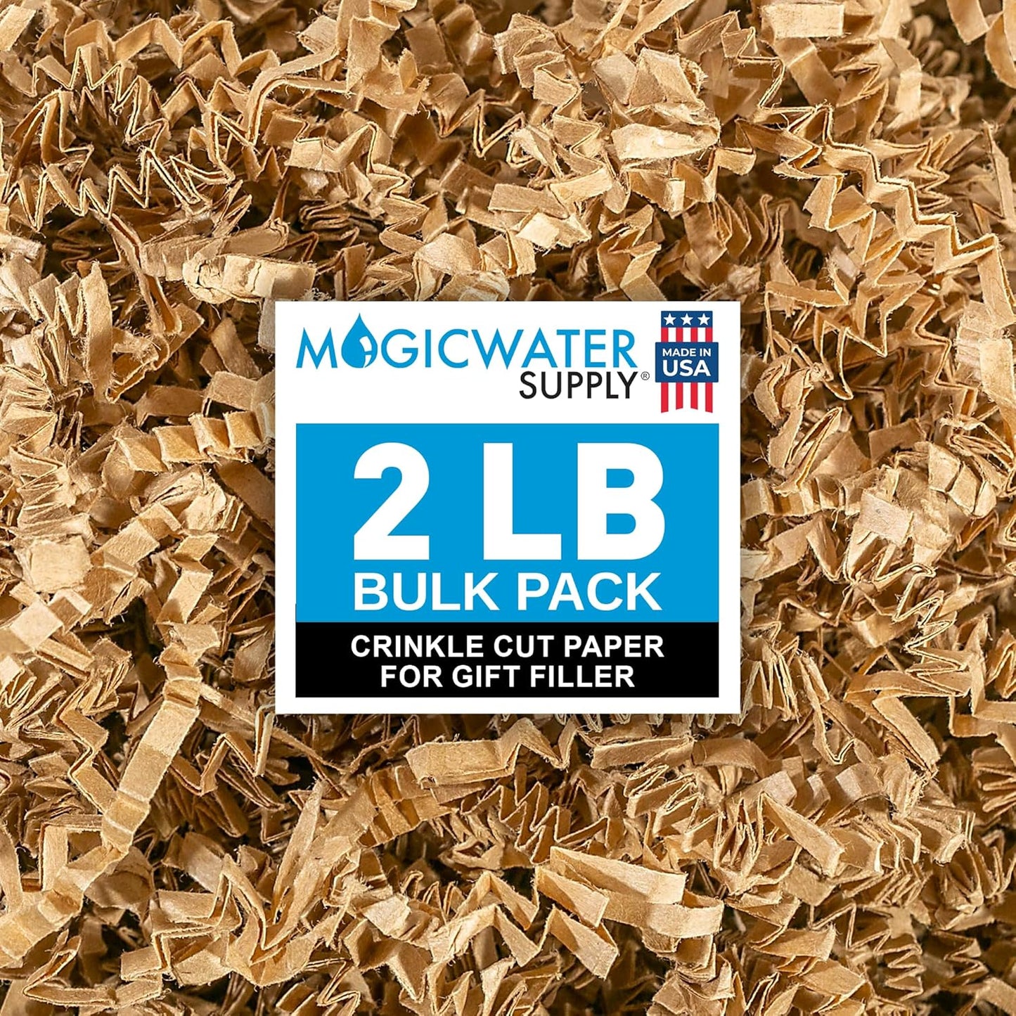 MagicWater Crinkle Cut Paper Gift Basket Filler - 2 LB - Kraft | Shredded Paper Filler, Basket Filler, Gift Boxes, Bridesmaid Gifts, Halloween Stuffers & More – Ideal for All Occasion