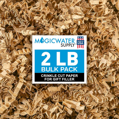 MagicWater Crinkle Cut Paper Gift Basket Filler - 2 LB - Kraft | Shredded Paper Filler, Basket Filler, Gift Boxes, Bridesmaid Gifts, Halloween Stuffers & More – Ideal for All Occasion