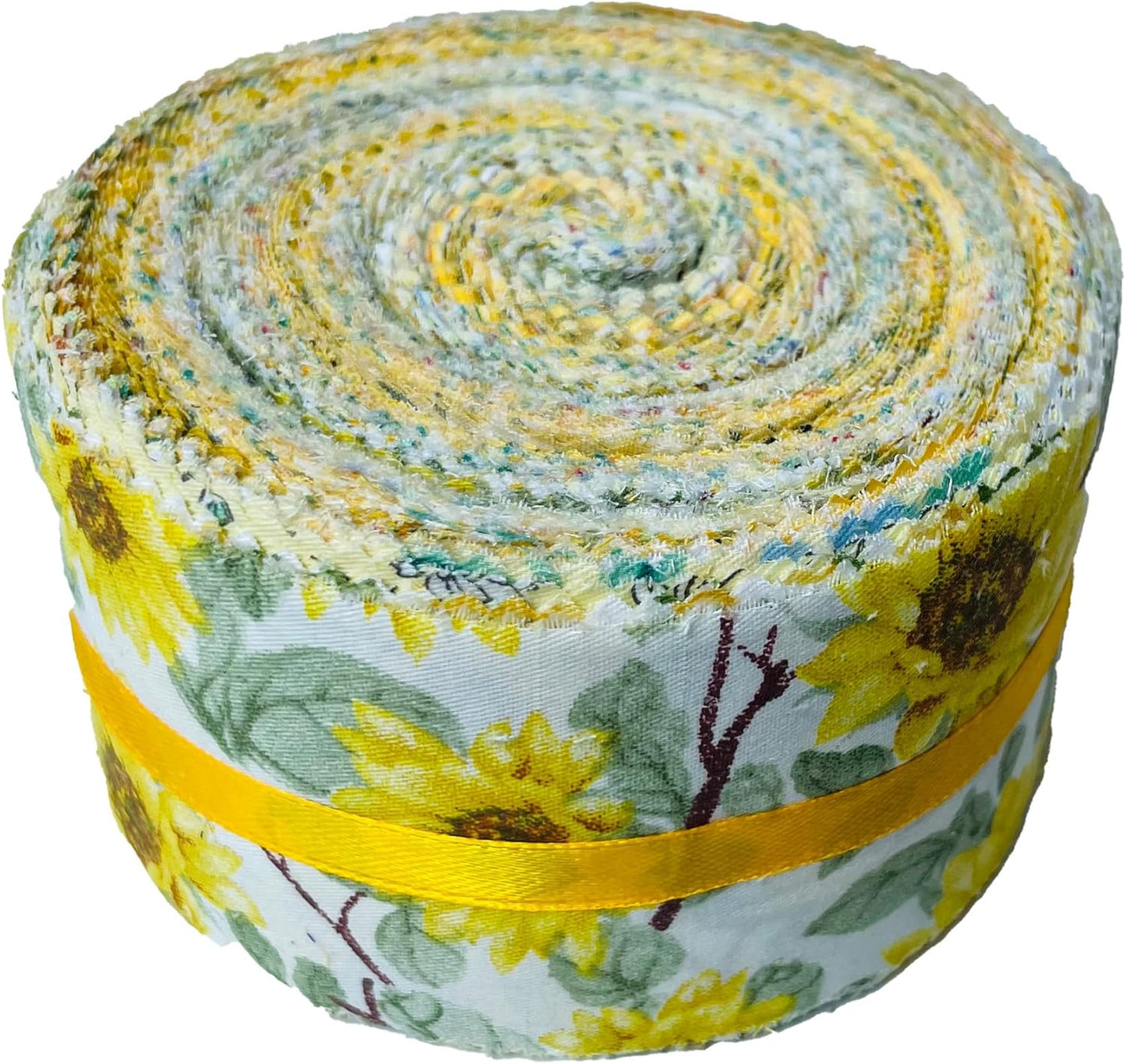 40P Cotton Jelly Roll Fabric Strips for Quilting and Sewing,Yellow Flower | 100%Cotton 40pcs 2.5 x 44 Inch Cut Accurately Soft Jelly Roll fabric for Beginners,Easy to Sew and Work With