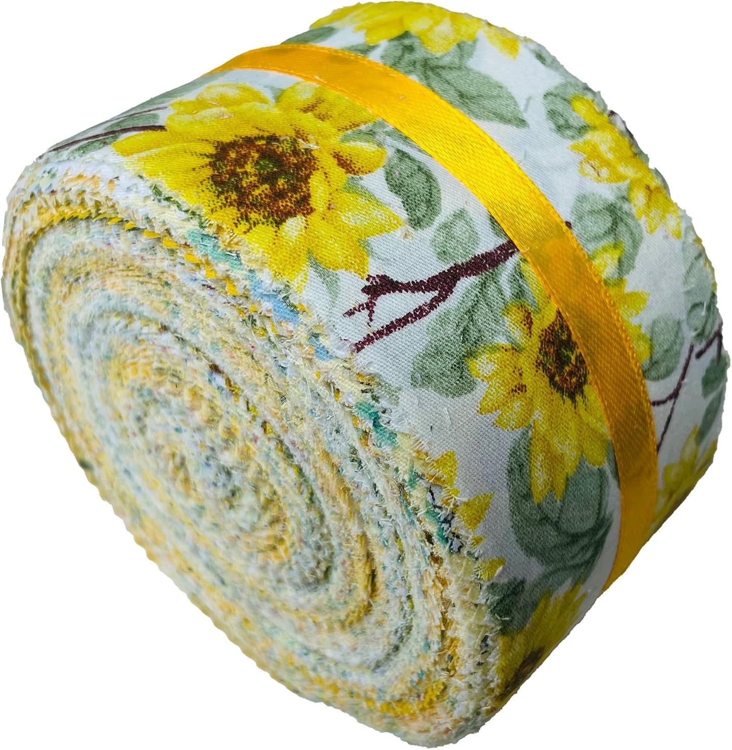 40P Cotton Jelly Roll Fabric Strips for Quilting and Sewing,Yellow Flower | 100%Cotton 40pcs 2.5 x 44 Inch Cut Accurately Soft Jelly Roll fabric for Beginners,Easy to Sew and Work With