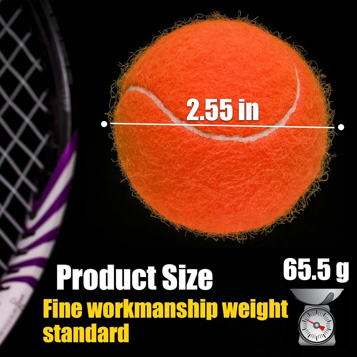 GKK Durable Pressurized Tennis Balls - 12 Pack Yellow Felt Training Balls for Beginners and Dogs