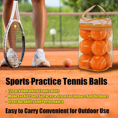 GKK Durable Pressurized Tennis Balls - 12 Pack Yellow Felt Training Balls for Beginners and Dogs