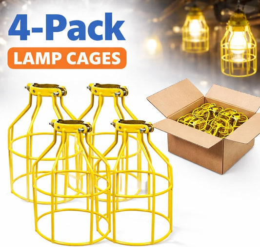 Industrial Vintage Style Metal Lamp Guard Cage for Pendant String Lights and Vintage Lamp Holders Yellow (4)