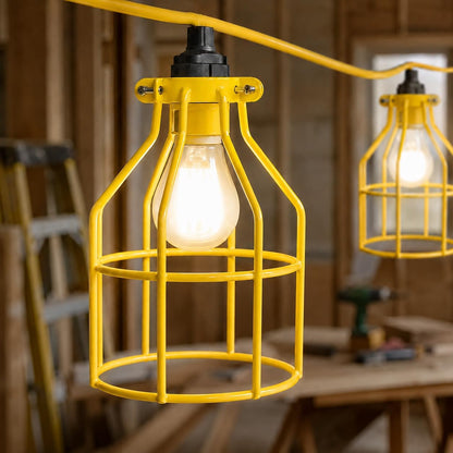 Industrial Vintage Style Metal Lamp Guard Cage for Pendant String Lights and Vintage Lamp Holders Yellow (4)