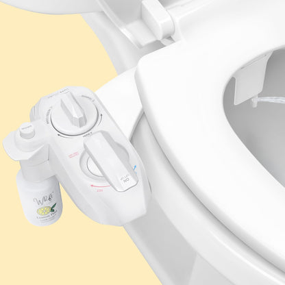 Whift 320 Bidet With Built-In Deodorizing Spray, Non-Electric Warm Water Bidet Attachment For Toilet Seat, Lemon Spray Included, Easy Slide-In Install, Rear & Feminine Wash (White)