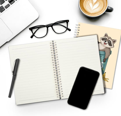 Daily Chaos Planner Horizontal Lined Spiral Notebook, Funny Raccoon Trash Panda Spiral Journal, Cute Chaos Coordinator Gifts for Women Friend Coworker Teacher Student, Work School Desk Planner