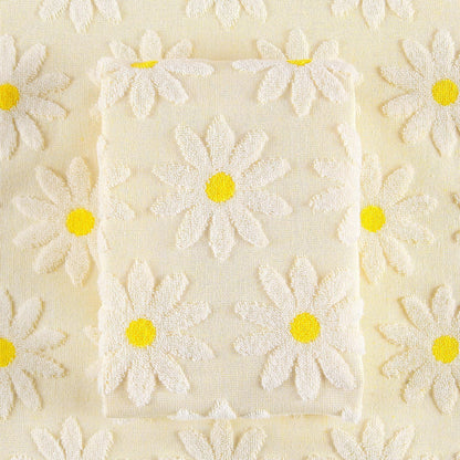 Hand Towels Yellow Summer Spring Floral Daisy for Bathroom | 2 Pack Cotton White Flower Farmhouse Decorative Towels Set for Drying, Cleaning, Cooking, Holiday 13.7'' x 29.5''