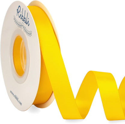 Maize Satin Ribbon 5/8 inch x Continuous 25 Yards,Double Faced Satin Use for Craft, Gift Wrapping, Christmas Ornaments, Hair Bows, Bouquet Bows