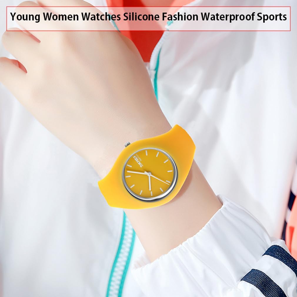 Watches for Young Women Lady Sports Silicone Band Waterproof Fashion Casual Simple Quartz Analog Teens Girls Gift Black Wrist Watch