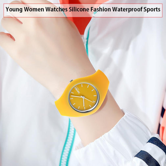 Watches for Young Women Lady Sports Silicone Band Waterproof Fashion Casual Simple Quartz Analog Teens Girls Gift Black Wrist Watch