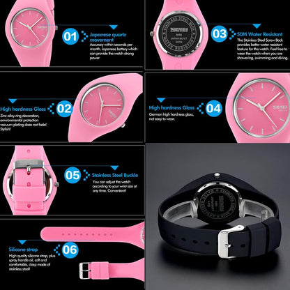 Watches for Young Women Lady Sports Silicone Band Waterproof Fashion Casual Simple Quartz Analog Teens Girls Gift Black Wrist Watch