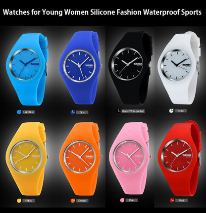 Watches for Young Women Lady Sports Silicone Band Waterproof Fashion Casual Simple Quartz Analog Teens Girls Gift Black Wrist Watch