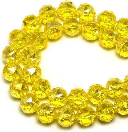 10mm Sparkle Faceted Round Crystal Beads (57-60pcs, Lemon Yellow AB)
