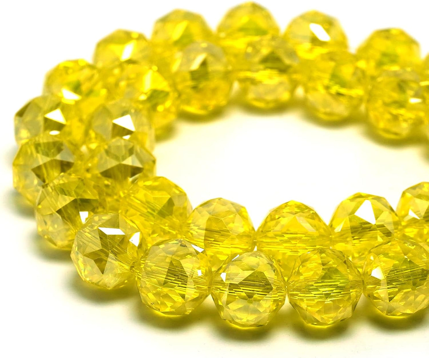 10mm Sparkle Faceted Round Crystal Beads (57-60pcs, Lemon Yellow AB)