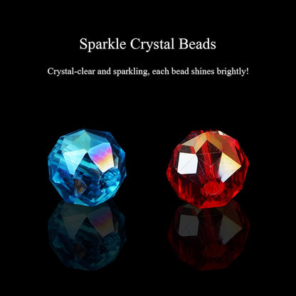 10mm Sparkle Faceted Round Crystal Beads (57-60pcs, Lemon Yellow AB)