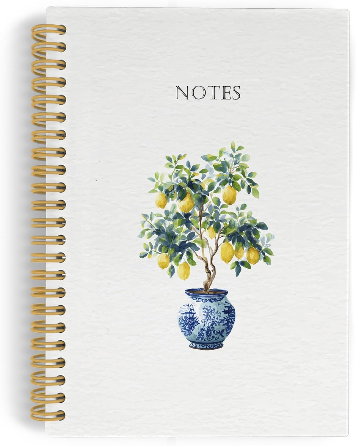 Chinoiserie Lemon Spiral Notebook Journal, Grandmillennial Fruit Notebooks for Note Taking, Lemon Themed Gifts for Women, Fruit Hardcover Spiral Journal 5.5x8.3 Inches