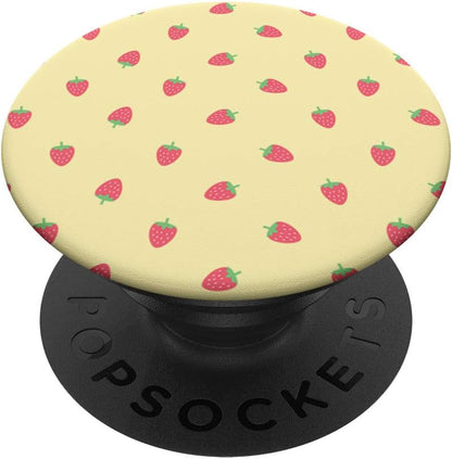 Strawberries Kawaii Cute Pastel Lemon Yellow Aesthetic PopSockets PopGrip: Swappable Grip for Phones & Tablets