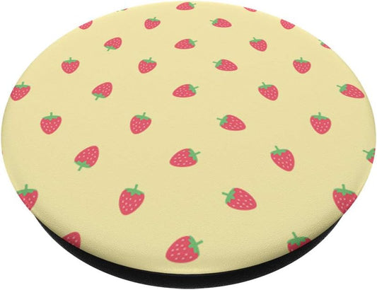 Strawberries Kawaii Cute Pastel Lemon Yellow Aesthetic PopSockets PopGrip: Swappable Grip for Phones & Tablets