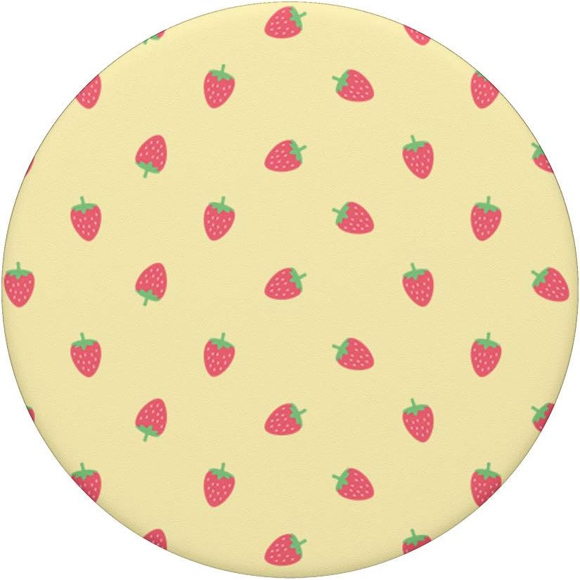 Strawberries Kawaii Cute Pastel Lemon Yellow Aesthetic PopSockets PopGrip: Swappable Grip for Phones & Tablets