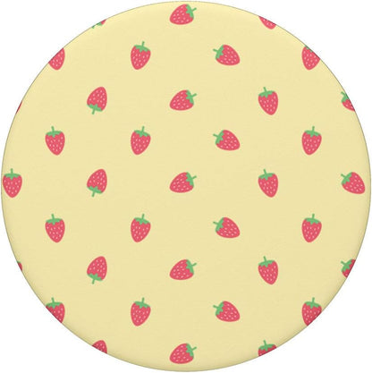 Strawberries Kawaii Cute Pastel Lemon Yellow Aesthetic PopSockets PopGrip: Swappable Grip for Phones & Tablets