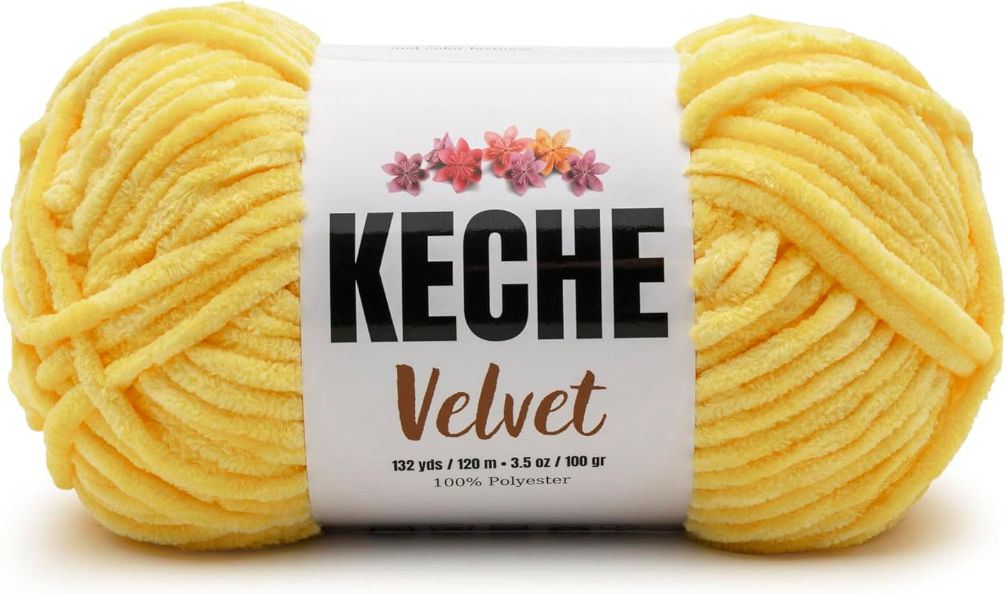 Velvet Yarn for Crocheting, Soft Chenille Bulky Baby Blanket Amigurumi Yarn 100 gr (132 yds) - Dark Yellow
