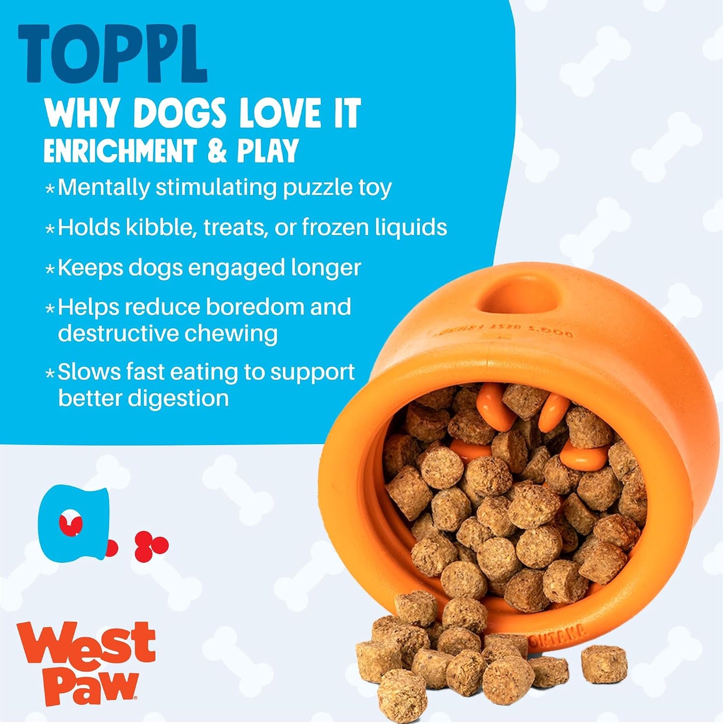 Zogoflex Toppl Interactive Treat Dispensing Puzzle Dog Toy for Mental Stimulation & Enrichment-Holds Kibble & Treats-Lickable, Freezable & Dishwasher Safe-Made in USA-XL-Sunflower Yellow