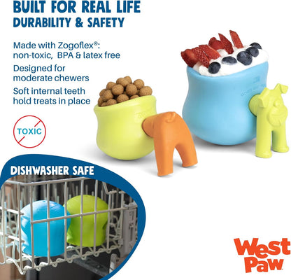 Zogoflex Toppl Interactive Treat Dispensing Puzzle Dog Toy for Mental Stimulation & Enrichment-Holds Kibble & Treats-Lickable, Freezable & Dishwasher Safe-Made in USA-XL-Sunflower Yellow