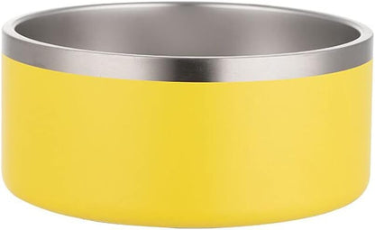 32oz 64oz Stainless Steel Double wall Dog Bowls,BPA Free Non-Slip Pet Dishes,Cat Food&Water Bowl with Rubber Base(32oz, Yellow)