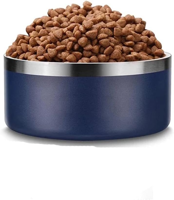 32oz 64oz Stainless Steel Double wall Dog Bowls,BPA Free Non-Slip Pet Dishes,Cat Food&Water Bowl with Rubber Base(32oz, Yellow)