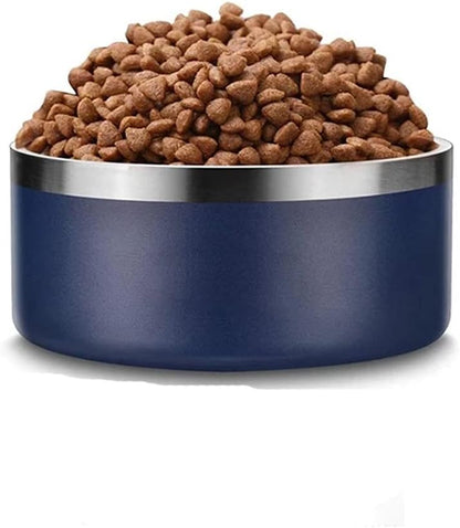 32oz 64oz Stainless Steel Double wall Dog Bowls,BPA Free Non-Slip Pet Dishes,Cat Food&Water Bowl with Rubber Base(32oz, Yellow)
