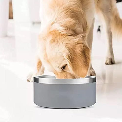 32oz 64oz Stainless Steel Double wall Dog Bowls,BPA Free Non-Slip Pet Dishes,Cat Food&Water Bowl with Rubber Base(32oz, Yellow)