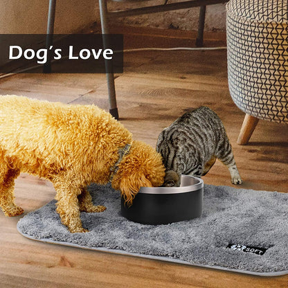 32oz 64oz Stainless Steel Double wall Dog Bowls,BPA Free Non-Slip Pet Dishes,Cat Food&Water Bowl with Rubber Base(32oz, Yellow)