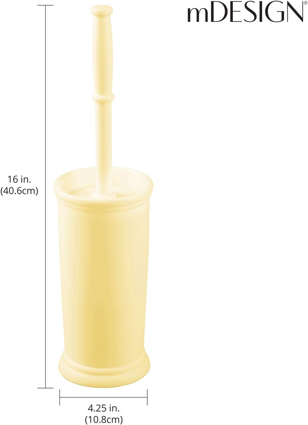 Toilet Bowl Brush and Holder - Covered Bathroom Brush - Standing Scrubber in Modern Holder - Space Saving, Deep Cleaning for Toilet - Hyde Collection - Light Yellow