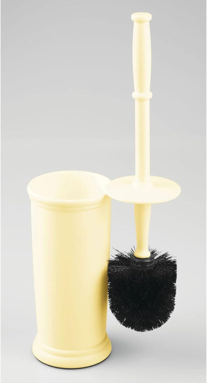 Toilet Bowl Brush and Holder - Covered Bathroom Brush - Standing Scrubber in Modern Holder - Space Saving, Deep Cleaning for Toilet - Hyde Collection - Light Yellow