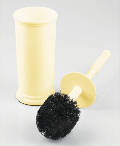 Toilet Bowl Brush and Holder - Covered Bathroom Brush - Standing Scrubber in Modern Holder - Space Saving, Deep Cleaning for Toilet - Hyde Collection - Light Yellow