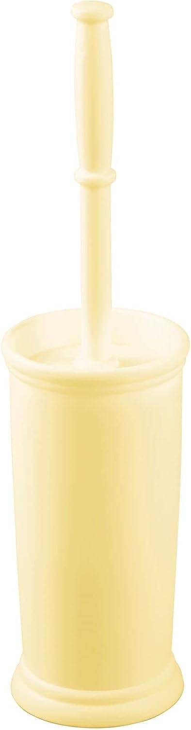 Toilet Bowl Brush and Holder - Covered Bathroom Brush - Standing Scrubber in Modern Holder - Space Saving, Deep Cleaning for Toilet - Hyde Collection - Light Yellow